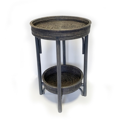 Round Side Table with Removable Tray - Grey Wash 18' wide x 28' high