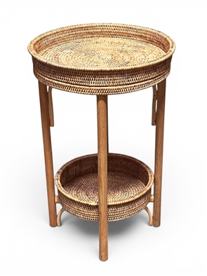 Round Side Table with Removable Tray - Natural Matte 18' wide x 28' high (removable tray 14' wide x 3'high)