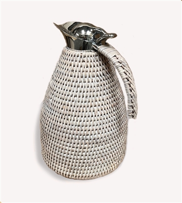 Rattan Thermal Coffee Carafe  (Stainless Steel) 50 oz White Wash