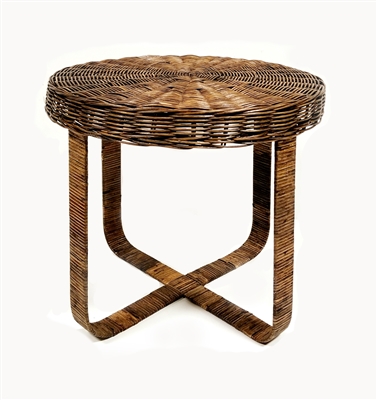 Beatnik Round Rattan Table w/ Metal Base 20x18' AB