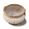 Vintage Globular Basket Straw Handles Grey Wash and Natural 22x10'