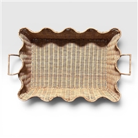 Large Scalloped Tray Natural Matte Finish 23.75 x 17 x 5" (Bottom 20 x 13.5)
