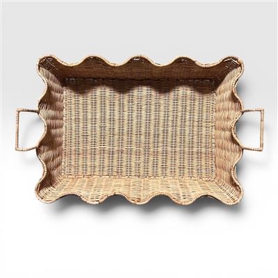 Large Scalloped Tray Natural Matte Finish 23.75 x 17 x 5" (Bottom 20 x 13.5)