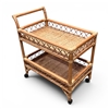 Rattan Bar Cart Natural Matte Finish 30" x 17.5" x 32"H on casters