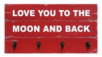 Wall Hook  "Love you to the Moon.." Red 18x9.5x2"..