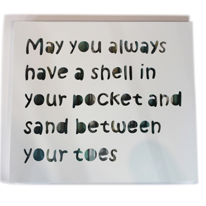 Wall Shadow Panel "May you always ...." White/Blue Strips 16x18"..