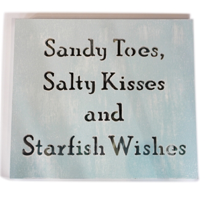 Wall Shadow Panel "Sandy Toes ...." White/Blue Strips 16x18"..