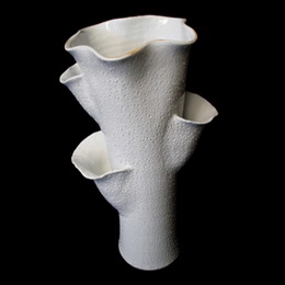Vase Open Tall Coral Ceramic - Natural White 8.5x8.5x18"H