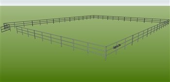 72'W x 120'D 1-5/8" 3-Rail w/ 12' Ranch Gate Arena