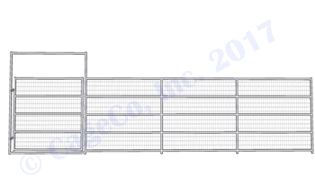 Horse Corral Gate 5 Rail With Welded Wire: