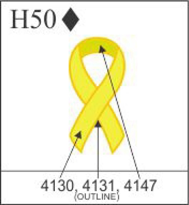 Katzkin Embroidery - Yellow Awareness Ribbon, EMB-H50