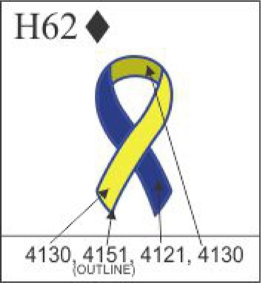 Katzkin Embroidery - Blue & Yellow Awareness Ribbon, EMB-H62