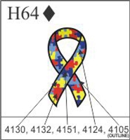 Katzkin Embroidery - Autism Awareness Ribbon, EMB-H64