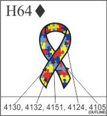 Katzkin Embroidery - Autism Awareness Ribbon, EMB-H64