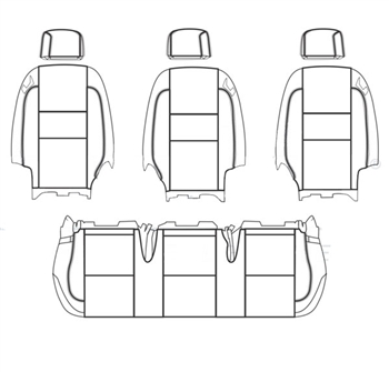 Ford Transit Wagon XLT Katzkin Leather Seats (3rd or 4th row, solid reclining bench for 3 passengers, no arm), 2015, 2016, 2017, 2018, 2019, 2020, 2021, 2022, 2023, 2024