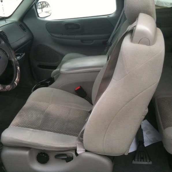 Ford F150 Crew Cab Katzkin Leather Seats, 2002 (LB 2 passenger front seat  with integrated seat belts, 60/40 rear) | AutoSeatSkins.com