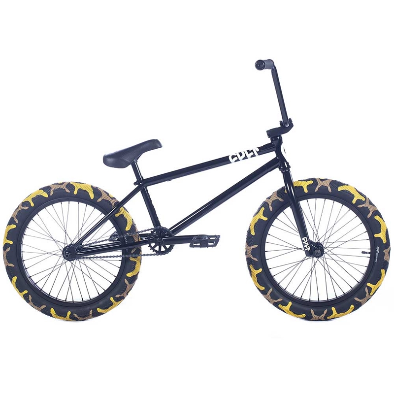 Cult Control 20.75" BMX Bike Black w/Yellow Camo Tires