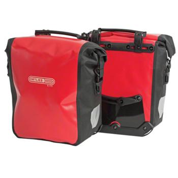 Ortlieb Front-Roller City Front Pannier: Pair~ Red/Black