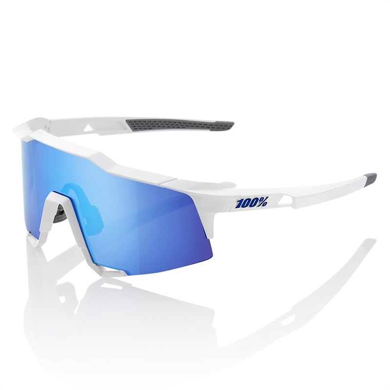 100% Speedcraft Matte White/HiPER Blue Multilayer  Lens