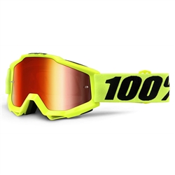 100% Accuri Goggle Fluo Yellow Red Mirror Lens