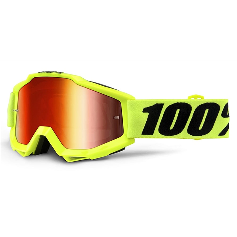 100% Accuri Goggle Fluo Yellow Red Mirror Lens