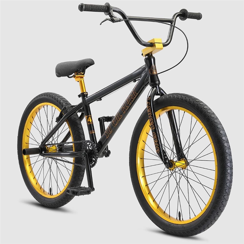 SE Bikes So Cal Flyer 24" BMX Bike Stealth Mode Black/Gold Ano