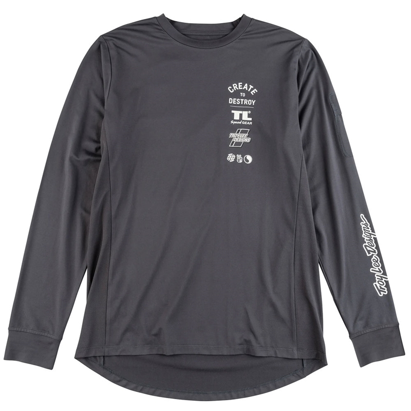 Troy Lee Designs Ruckus Long Sleeve Ride Tee Destroy Carbon