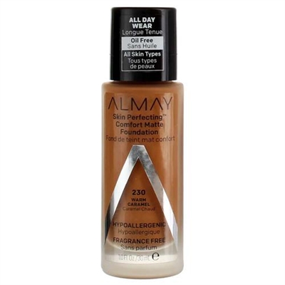 Almay Skin Perfecting Comfort Matte Foundation 230 Warm Caramel 1oz / 30ml
