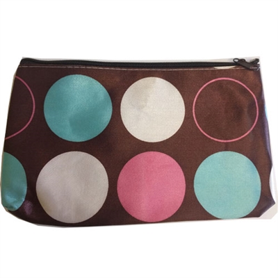 Cosmetic Bag Brown Multi Polka Dot