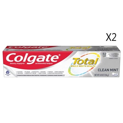 Colgate Total Clean Mint Toothpaste 4.8oz / 136g 2 Packs