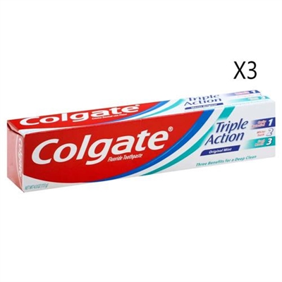 Colgate Triple Action Toothpaste Original Mint 3 Packs