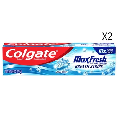 Colgate Max Fresh With Whitening Toothpaste Cool Mint 6oz / 170g 2 Packs