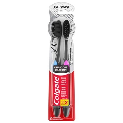 Colgate 360 Charcoal Carbon Soft Toothbrush 2 Count