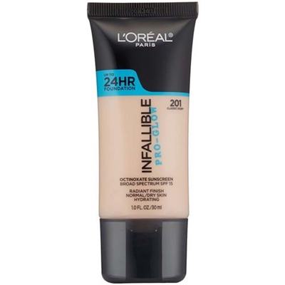 LOreal Infallible Pro Glow Foundation SPF 15 201 Classic Ivory 1oz / 30ml