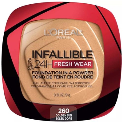 LOreal Infallible 24H Fresh Wear Foundation In A Powder 260 Golden Sun 0.31oz / 9g