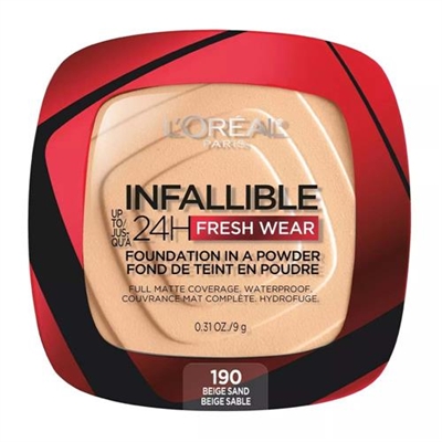 LOreal Infallible 24H Fresh Wear Foundation In A Powder 190 Beige Sand 0.31oz / 9g