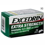 Excedrin Extra Strength Pain Reliever 24 Caplets 3 Packs