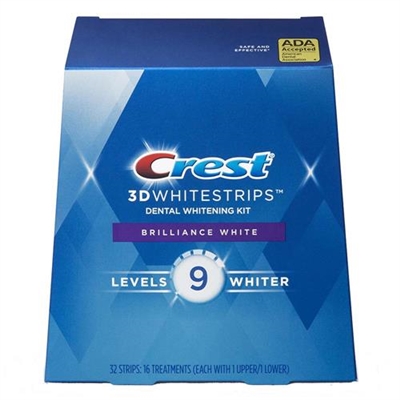Crest 3D Whitestrips Dental Whitening Kit Brilliance White  32 Strips 16 Treatment