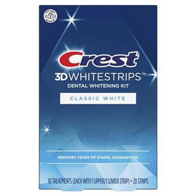 Crest 3D Whitestrips Dental Whitening Kit Classic White 20 Strips 10 Treatments