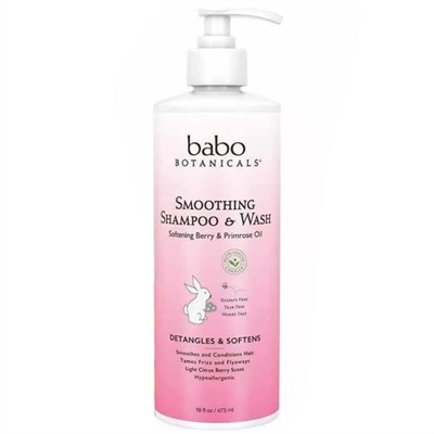 Babo Botanicals Smoothing Berry and Primrose Shampoo and Wash 16oz / 473ml