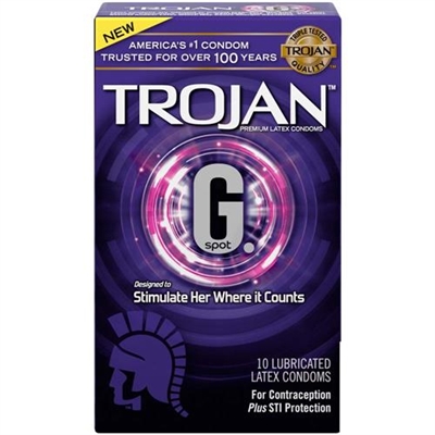 Trojan G Spot Premium Lubricated Latex Condoms 10 Count