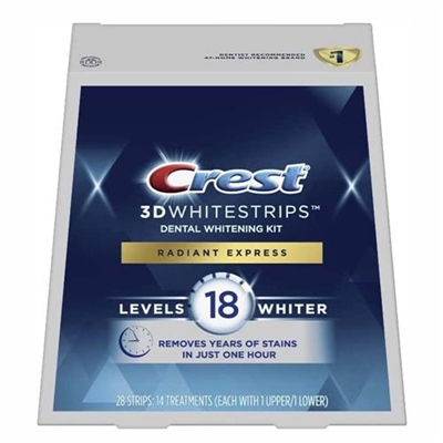 Crest 3D Whitestrips Dental Whitening Kit Radiant Express 28 Strips 14 Treatments