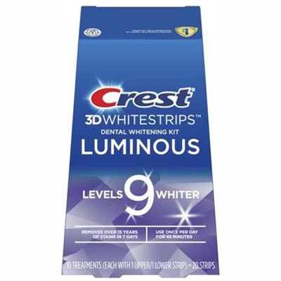 Crest 3D Whitestrips Dental Whitening Kit Luminous 20 Strips 10 Treatments