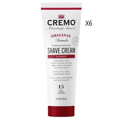 Cremo Original Formula Classic Shave Cream 1oz / 30ml Pack of 6