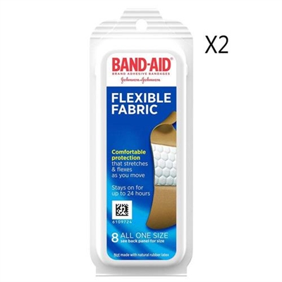 Johnson  Johnson Band Aid Flexible Fabric All One Size 8 Count 2 Packs