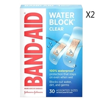 Johnson  Johnson Band Aid Water Block Clear 30 Assorted Sizes 2 Packs