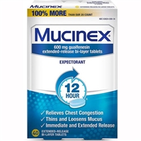 Mucinex 12 Hour Expectorant 40 Extended Release BiLayer Tablets