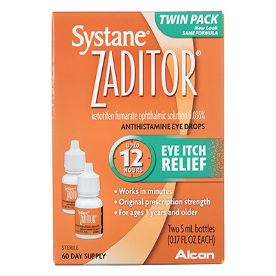 Systane Zaditor Eye Itch Relief Drops Twin Pack 0.17oz / 5ml
