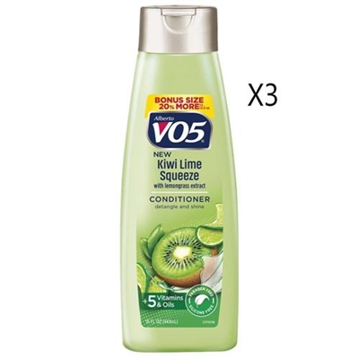 VO5 Kiwi Lime Squeeze With Lemongrass Extract Conditioner 15oz / 443ml 3 Packs