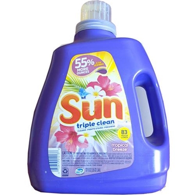 Sun Triple Clean Liquid Laundry Detergent Tropical Breeze 117oz / 3.46L